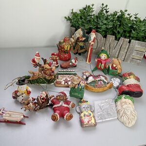 Christmas Tree Ornaments 20‎ Piece Santas Teddy Bear Bag Of Gifts Snowman